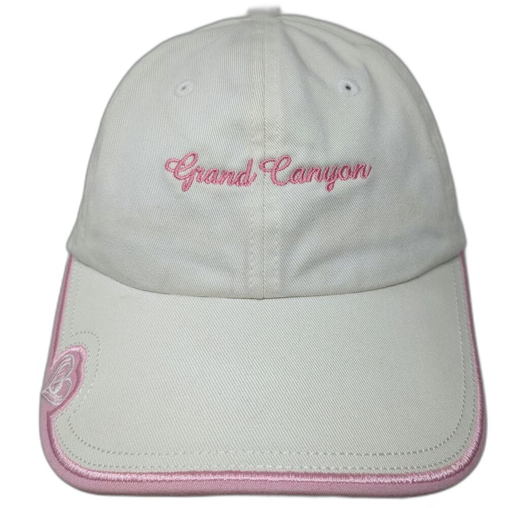 Kate Lord Baseball Cap White One Size Grand Canyon Pink Heart Trim Slideback Hat